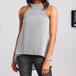 Buckle - high neck Chiffon Tank Top - Buckle Black